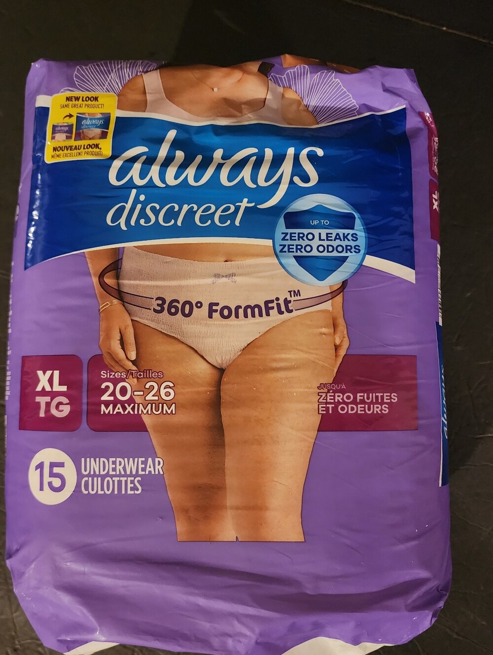 Always Discreet Adult Incontinence Underwear for Women Pack Of 15 Size XL- NEW